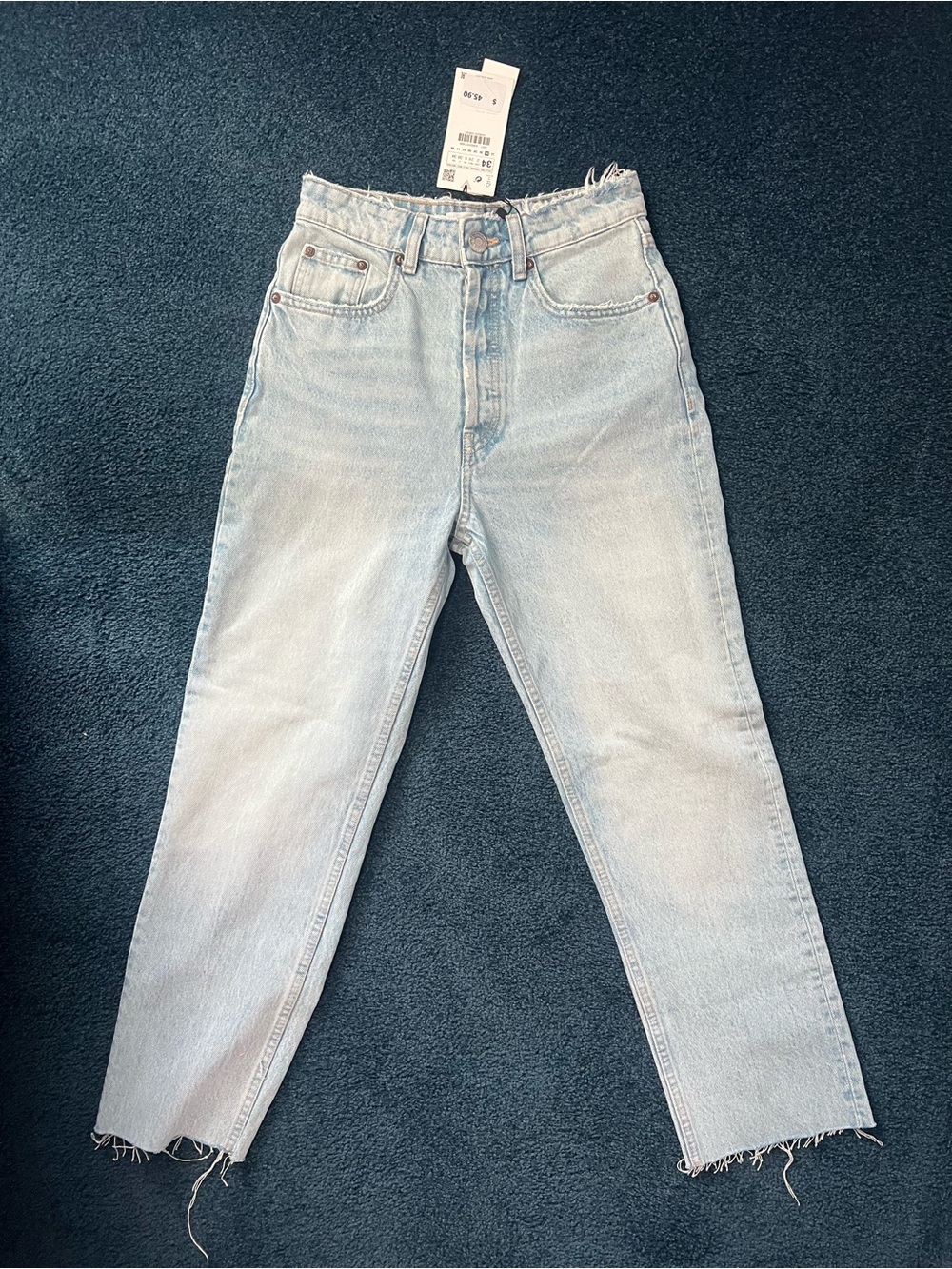 Zara Light Blue High-Rise Straight Jeans Size 2